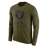 Men's Oakland Raiders Nike Salute to Service Sideline Legend Performance Long Sleeve T-Shirt Olive,baseball caps,new era cap wholesale,wholesale hats